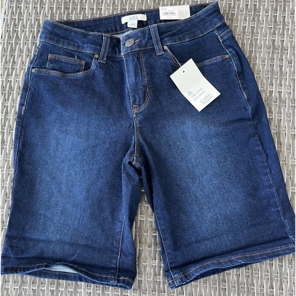 Croft & Barrow Pants - Croft & Barrow Shorts Bermuda Classic Fit Denim Dark Wash Stretch Womens Size 4